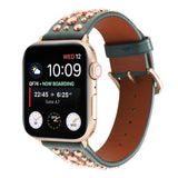IWATCH9 1IWATCH8 GOLD RIVET GENUINE LEATHER STRAP_CWWW0078
