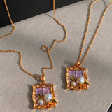 MONET GARDEN OIL PAINTING STYLE FASHION NECKLACE_CWAJE2365