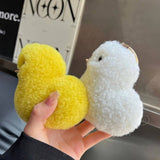 REAL WOOL YELLOW DUCK CAR KEYCHAIN PENDANT_CWMM2591