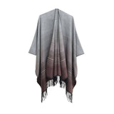 GRADIENT FINE LINES TASSELS WARM SHAWL CLOAK_CWASC0282