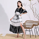 RAYON TIE DYE OFF SHOULDER BEACH COVER UP_CWMM6152