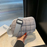 PLAID PUFFER WAIST BAG CROSSBODY CHEST PACK_CUAB00496