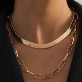 SNAKE CHAIN COMBINATION MULTI LAYERED NECKLACE_CWMM3621