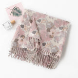 FLORAL FAUX CASHMERE SCARF SOFT WARM TASSEL SHAWL_CWASC0913
