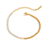 18K GOLD WHITE ZIRCON TENNIS BRACELET STEEL_CWAJE4842