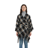 PLAID FRINGED CARDGAN WARM SHAWL CLOAK_CWASC0266