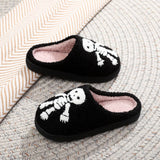 HALLOWEEN SKULL EMBROIDERED COTTON SLIPPERS_CWSHS0855