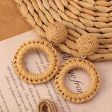 NEW VINTAGE SIMIAN GRASS VINE WOVEN EARRINGS_CWAJE4011