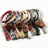 PERSONALIZED LEATHER WRISTLET KEYCHAIN WITH TASSEL_CWMM7024