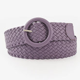 ROUND BUCKLE WOVEN BELT_CWABE0112
