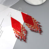 BOHEMIAN TASSELS DANGLE EARRINGS BEADED_CWAJE0754
