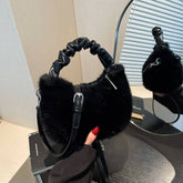 Winter Pleated Tote Plush Shoulder Crossbody Bag_Cwab3975