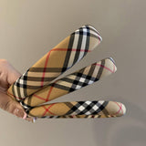 Plaid Headband Wide High Top Slim Face_Cwaha08155