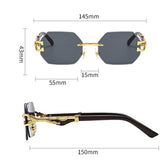 LEOPARD HEAD RIMLESS CUT EDGE SUNGLASSES_CWASG1151
