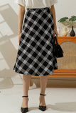 Women Fashion Over Knee Plaid Skirt_Cwbls122