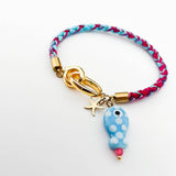 18K GOLD FISH STAR CHARM WOVEN ROPE BRACELET_CWAJE4615