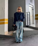 Solid Short Jacket With Large Pocket Stand Collar