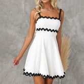 Solid-Color Sexy Halter Short Dress