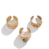 FASHIONABLE METALLIC PLEATED KNUCKLE RING SET_CWMM3239