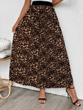 Temperament Commuter Leopard Pleated Skirt