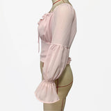 Solid Color Korean-Style Flared Sleeves Shirt