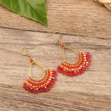 FASHIONABLE HAND WOVEN GREEN FAN EARRINGS_CWAJE4004