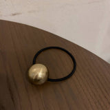 RETRO BRUSHED GOLD BALL MINIMALIST HAIR SCRUNCHIES_CWAHA2658