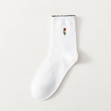 FLORAL EMBROIDERED COTTON SOCKS_CWMS0510