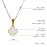 FOUR LEAF CLOVER SHELL EARRINGS NECKLACE SET_CWAJE0680