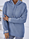 Cwohol0399_Casual V-Neck Hoodie Long Sleeve Sweater