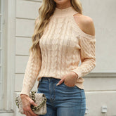 Twisted Half-Shoulder High Neck Knit Jacket