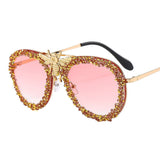 DIAMOND STUDDED RETRO METAL LARGE FRAME SUNGLASSES_CWASG0865