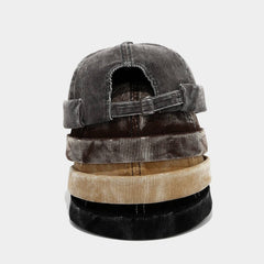 Corduroy Brimless Cap Retro Vintage Dock Hat_Cwah04677