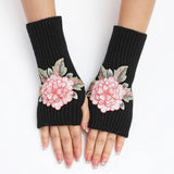 Flower Warm Knitted Wool Gloves And Sleeves_Cwag0109