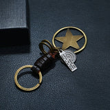 ALLOY FIVE POINTED STAR GENUINE LEATHER KEYCHAIN_CWMM4783