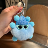 CUTE RABBIT FUR BRIQUETTES CAR KEYCHAIN PENDANT_CWMM2480