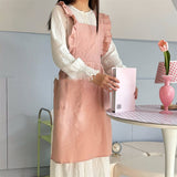 Water-Resistant Nylon Floral Ruffle Cross Apron_Cwmm5802