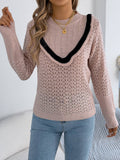 Wooden Ear Side Long Sleeve Hollow Sweater