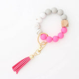 TASSEL BEAD KEYCHAIN BRACELET WITH SILICONE BEADS_CWMM7020