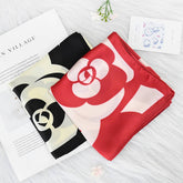 FLORAL SATIN SCARF FOR COMMUTING SUN PROTECTION_CWASC1163