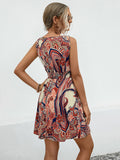 V-Neck Knotted Print Wrap Dress