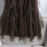 Tulle Skirt Mid-Length High Waist Pleated Skirt_Cwbls0397