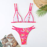 PRINTED BIKINI SET SEXY DOUBLE STRAP SWIMSUIT_CWMW0914