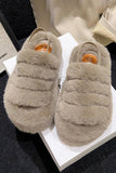Women Fashion Home Plush Open Toe Slippers