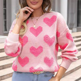 Valentines Day Crew-Neck Love Jacquard Sweater