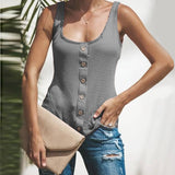 U Neck Solid Color Sleeveless Breasted Vest