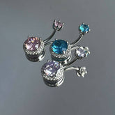 PINK CZ BELLY RING ELEGANT NAVEL PIERCING_CWMM9196