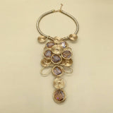 CRYSTAL ALUMINUM WIRE NECKLACE EARRING SET_CWMM4968