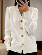V-Neck Elegant Loose Solid-Color Knit Cardigan
