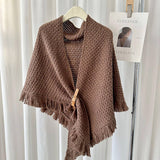 Winter Tassel Cape Scarf Shawl For Warm Layering_Cwasc0764